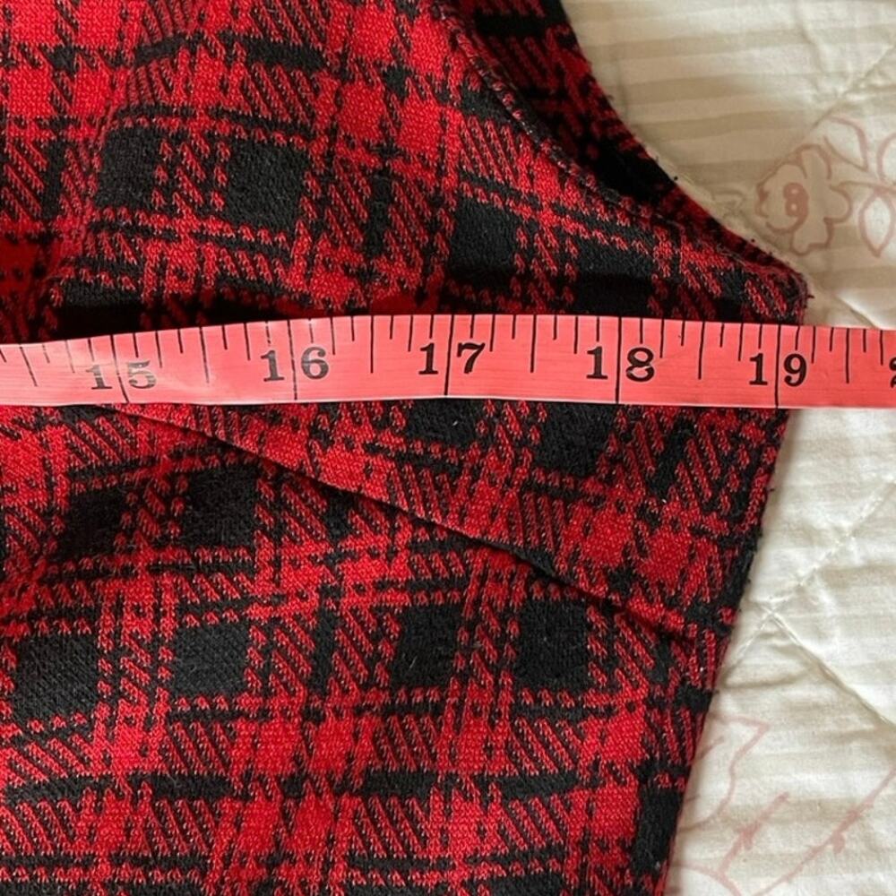 Tommy Hilfiger Women 10 Red Black Tartan Plaid Jumper Dress Preppy Dark Academia - Picture 8 of 13